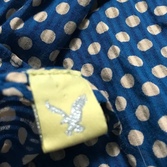 American Eagle Royal Blue Cotton Polka Dot Scarf - Picture 4 of 8